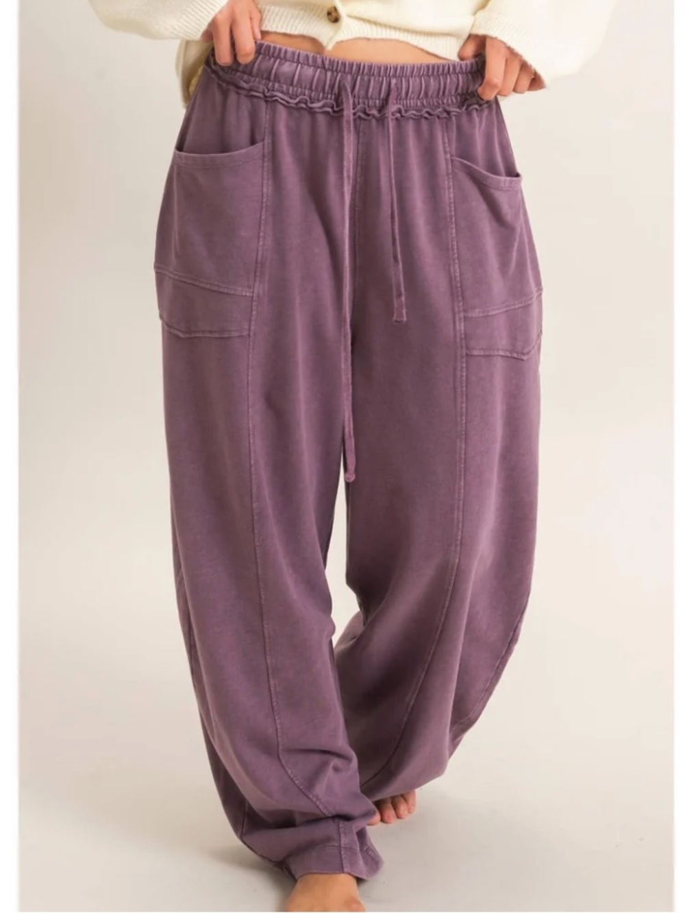 Mineral Washed Barrel Sweatpants Dark Cherry M NWT